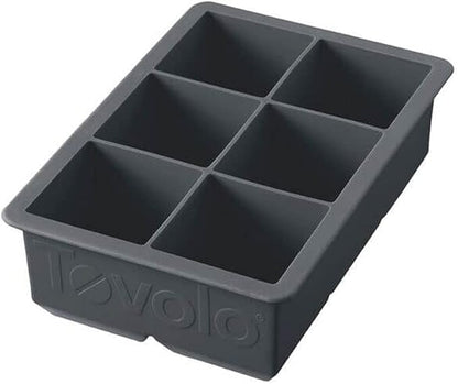 Tovolo Large 2” King Cube Ice Tray Charcoal Gray Ice Cube Trays for Whiskey Cocktails Smoothies, Big Square Ice Cube Mold Silicone Freezer Tray for Perfect Rock Cubes BPA Free Dishwasher Safe by Tovolo