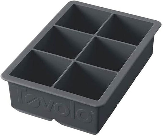 Tovolo Large 2” King Cube Ice Tray Charcoal Gray Ice Cube Trays for Whiskey Cocktails Smoothies, Big Square Ice Cube Mold Silicone Freezer Tray for Perfect Rock Cubes BPA Free Dishwasher Safe by Tovolo