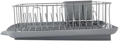 Farberware Classic 3-Piece Dish Drying Rack Set for Kitchen Counter, Gray - Rust-Resistant Wires, Self-Draining Board, Flatware Caddy, Non-Slip Feet - Image 8