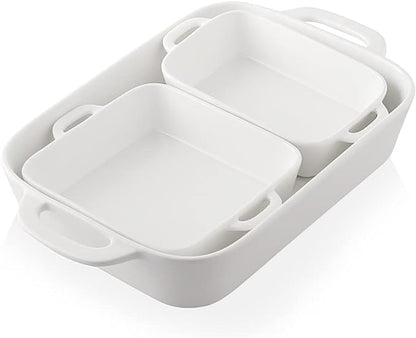 Sweejar Ceramic Bakeware Set, Rectangular Baking Dish for Cooking, Kitchen, Cake Dinner, Banquet and Daily Use, Casserole Dishes for Oven Porcelain Baking Pans (White) by Sweejarco1949
