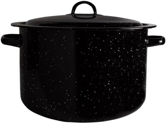 Millvado Granite 12 Qt Stockpot, Nonstick Soup Pot With Lid, Speckled Enamel Ware Cookware, Large Stock Pot For Boiling and Cooking, Big Granite Cooking Pot for Stovetop, Campfire, Outdoor Stove
