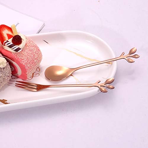 AnSaw Elegant Rose Gold Leaf Coffee Spoons - 10-Piece, 4.7" Mini Stainless Steel Espresso & Dessert Tea Spoons, Perfect for Demitasse & Small Servings - Image 6