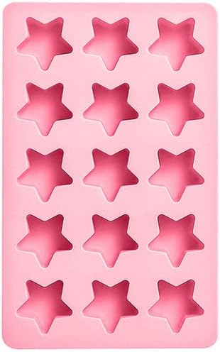 Cute Ice Cube Trays Silicone Chocolate Mold Wax Melt Molds Easy Release Ice Trays Non-Stick Chocolate Soap Pudding Jello Ice Cube Tray (2pcs Star)