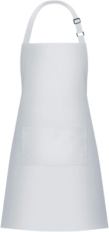 Jubatus 1 Pack Bib Aprons with 2 Pockets Cooking Chef Kitchen Apron for Women Men, White by Jubatus