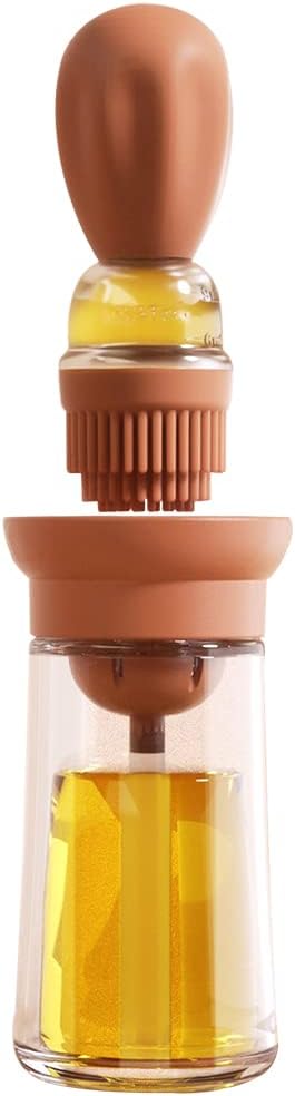 TINMIX Oil Dispenser with Brush - Glass Olive Oil Dispenser for Kitchen, 2 IN 1 Oil Dispenser Bottle with Silicone Basting Brush for Cooking Vinegar Sauce BBQ Grill Frying, T-OB21, Red by TINMIX