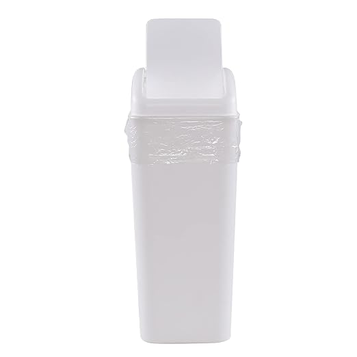 Plastic Waste Bin with Swing Lid, 14 Liter Garbage Can, 1 Pack (White) by Unknown
