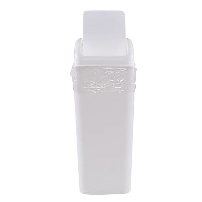 Plastic Waste Bin with Swing Lid, 14 Liter Garbage Can, 1 Pack (White) by Unknown