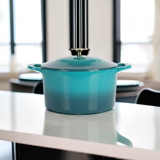 Martha Stewart Gatwick 7-Quart Enamel Cast Iron Dutch Oven – Emerald Ombre with Gold Knob – Durable Heavy-Duty Dutch Oven for Slow Cooking, Braising & Baking - Image 5