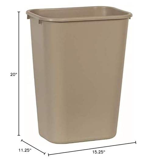 Rubbermaid Commercial Products Deskside Wastebasket/Trash Can, 10.25-Gallon/41-Quart, Beige, Plastic, Garbage Can for Home/Office, Fits Under Desk/Sink/Cabinet, Pack of 12 - Image 3