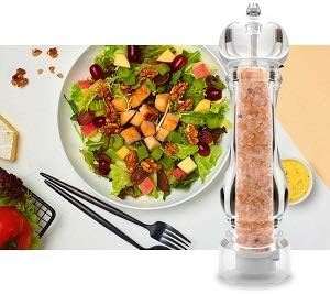salt and pepper grinder mill set refillable large,the best transparent acrylic grinders for whole peppercorn and himalayan salt - Image 8