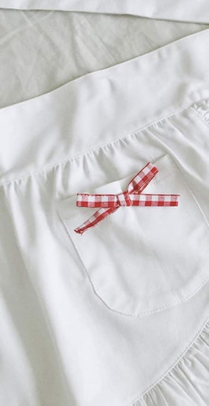 CRB Fashion Waist Apron Kitchen Cooking Restaurant Cotton Bistro Half Aprons with Pockets For Woman