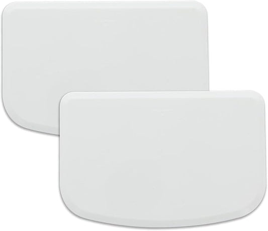Plastic Bench Scraper for Baking - 2 White Bowl Scraper - Flexible Food Safe Dough Scraper Multipurpose Good Grip Curved and Flat Edge Dough Cutter - Essential Pan Scraper for Kitchen Use - RamPro by RamPro