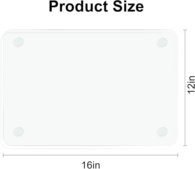 Tempered Glass Cutting Board, 12x16" Glass Cutting Board for Kitchen Counter,Large Size Clear Board,with Non-Slip Feet, Scratch Resistant,Heat Resistant
