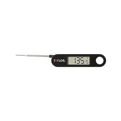 Taylor 1476 Instant Read Digital Meat Food Grill BBQ Cooking Kitchen Thermometer, Tailgating and Grilling Compact Folding Probe, Black by Taylor