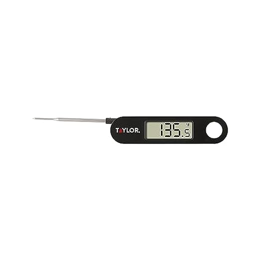 Taylor 1476 Instant Read Digital Meat Food Grill BBQ Cooking Kitchen Thermometer, Tailgating and Grilling Compact Folding Probe, Black by Taylor
