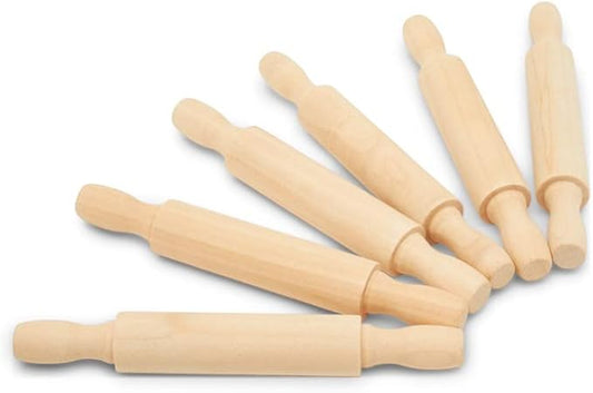 Wooden Mini Rolling Pin, 5 Inches Long, Pack of 100, Great for in The Kitchen, Play-doh, Crafting and Imaginative Play, by Woodpeckers by Woodpeckers