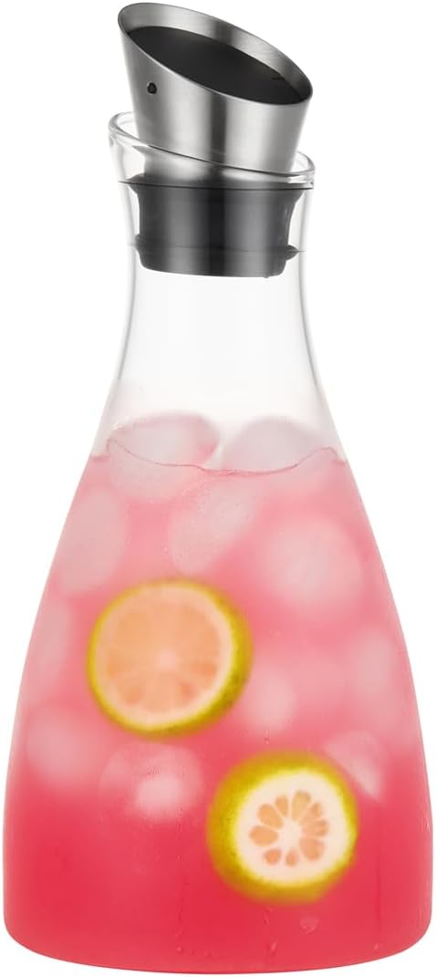 Purefold 44 Ounce Glass Carafe with Stainless Steel Lid, Ice Tea Pitcher, Juice jar, Tea & Coffee Maker, Perfect Drinkware for Hot and Cold Water Pitcher by Purefold