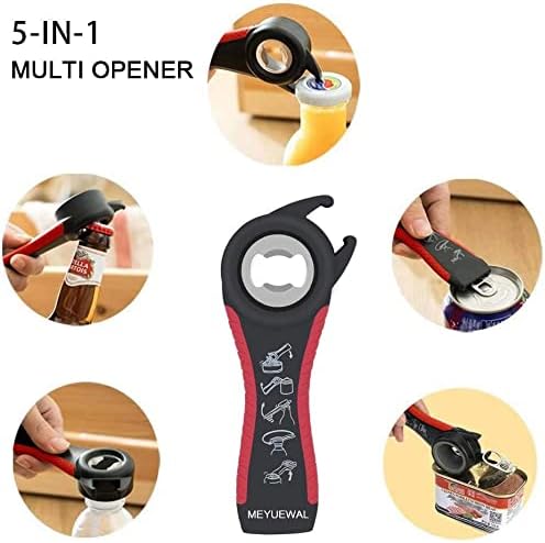 Jar Opener, 5 in 1 Multi Function Can Opener Bottle Opener Kit with Silicone Handle Easy to Use for Children, Elderly and Arthritis Sufferers (Apple Red） - Image 3