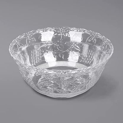 S.G Premium Quality 2 Gallon / 8 Quart Clear Plastic Punch Bowl - Embroidered Design with Elegant look Serving Bowl. (Punch Bowl Only)