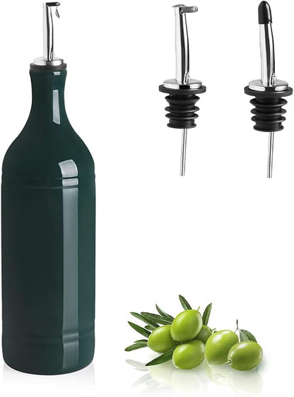 Sweejar Large Ceramic Olive Oil Dispenser Bottle, Opaque Oil Cruet Protects to Reduce Oxidation, Suitable for Storage Vinegar, Soy Sauce & Other Liquids, Pack of 1, 24 Fl Oz(Jade) by Sweejarco1949