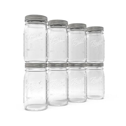 Ball Wide Mouth Glass Mason Jars with Lids and Bands, Used for Canning, Pickling, Juice, Jam, Jelly, Quart Size 32 Ounce (Pack of 8) by BallJar