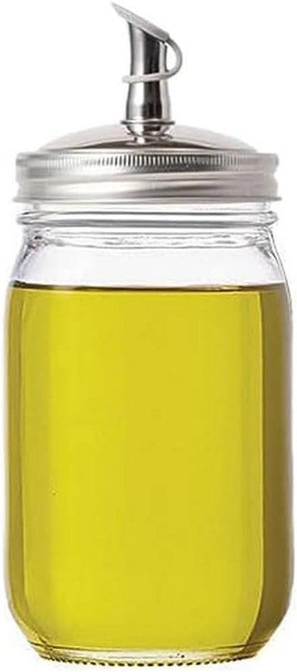 Jarware Stainless Steel Oil Cruet Lid, Regular Mouth Mason Jar Pour Spout Lid