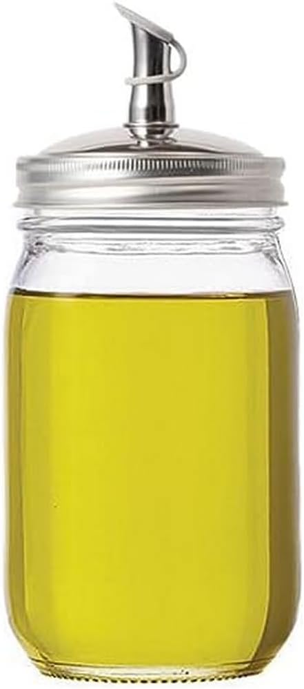 Jarware Stainless Steel Oil Cruet Lid, Regular Mouth Mason Jar Pour Spout Lid
