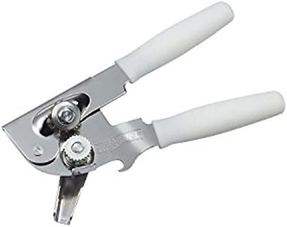 Swing-A-Way Portable Can Opener, Features an Ergonimic Handle for Optimal Comfort, and Built-in Bottle Opener for a 2-in-1 Tool, Durable Cutting Wheel, White by Swing-A-Way