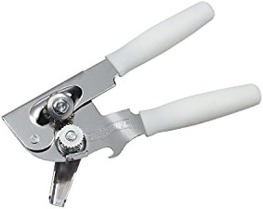 Swing-A-Way Portable Can Opener, Features an Ergonimic Handle for Optimal Comfort, and Built-in Bottle Opener for a 2-in-1 Tool, Durable Cutting Wheel, White by Swing-A-Way