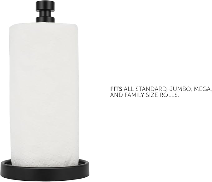 Ivilon Countertop Paper Towel Holder - Steady and Easy Tear - Fits All Paper Towel Rolls - Black - Image 3