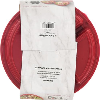 GoodCook Meal Prep Containers Set Microwave & Dishwasher-Safe Round Food Organizers with Labeled Compartments BPA-Free Food Storage Set with Snap Shut Lids Portion Control, 10-Pieces, Red (Pack of 4)