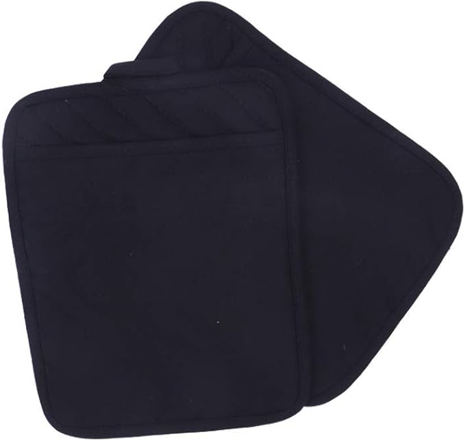 nyi Pot Holders for Kitchen Heat Resistant, Cotton Hot Pads for Kitchen Counter Table, Black Pot Holders with Pocket - Image 5