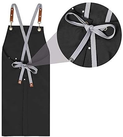 Mignongirl Chef Apron-Cross Back Apron for Men Women with Adjustable Straps and Large Pockets,Canvas,M-XXL,Black - Image 8