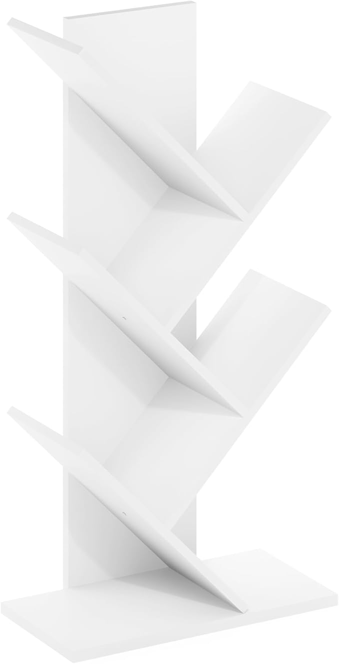 Furinno Tree Book Shelf, 5-Tier Bookshelf with Angled Open Shelf, Tree Bookcase for Room Decor, 8.4 x 15.7 x 30.3, for Organization and Storage, for Living Room, Bedroom, Home Office, White - Image 4