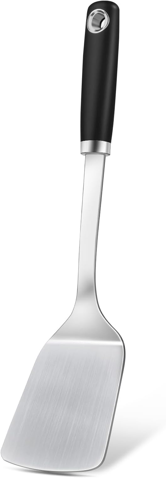 Stainless Steel Spatula, Metal Spatula Solid Turner, Heavy Duty Sturdy Spatulas for Kitchen Use, High Heat Resistant Cooking Utensils for Fish Eggs Pancakes, Dishwasher Safe, Easy to Clean, Silver by Unknown