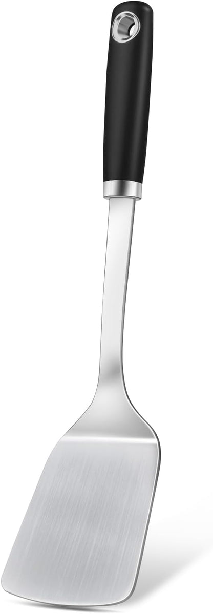 Stainless Steel Spatula, Metal Spatula Solid Turner, Heavy Duty Sturdy Spatulas for Kitchen Use, High Heat Resistant Cooking Utensils for Fish Eggs Pancakes, Dishwasher Safe, Easy to Clean, Silver by Unknown