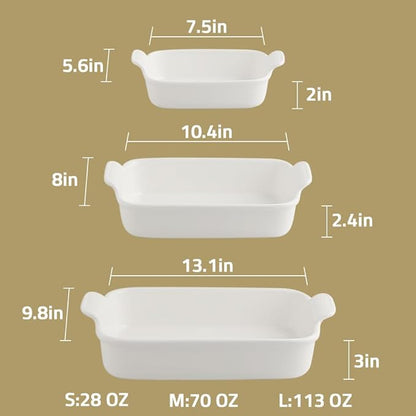 Sweejar Baking Pans Set, Ceramic 9x13 Baking Dish with Handle, Rectangular Casserole Dishes for Oven, Bakeware Sets of 3, Durable Lasagna Pan Deep for Kitchen, Banquet, Wedding Gift(Red) - Image 6