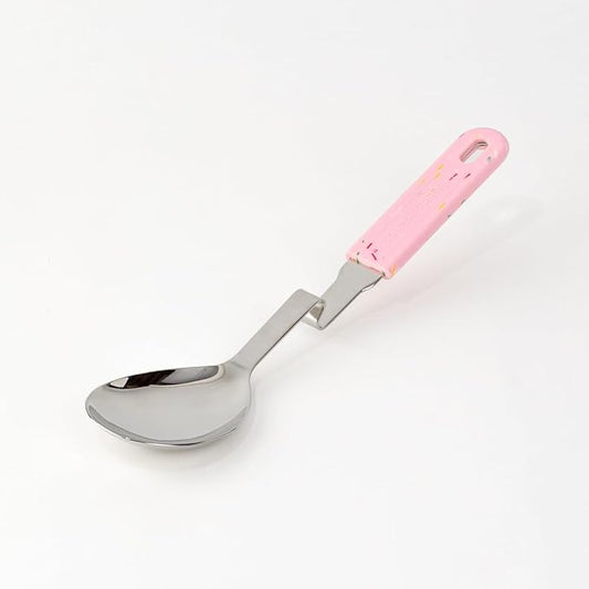 Souper Cubes + Lori Greiner No Mess Stainless Steel Cooking Spoon with Silicone Handle - Stainless Steel Serving Spoon No Mess Design Hooks on Side of Any Pot - Cotton Candy by SouperCubes%C2%AE