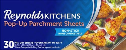 Reynolds Kitchens Pop-Up Parchment Paper Sheets, 10 x 13 Inches, 30 Count (Pack of 2) - Image 2