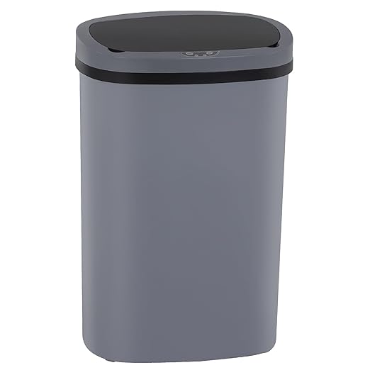 PayLessHere | 13 Gallon Plastic Trash Can | Gray | Automatic Touchless Lid with Motion Sensor | Kitchen Garbage Can with Waterproof Design | for Home, Office, Bathroom | Pack of 1 by PayLessHere