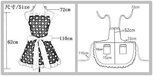 Hyzrz Cute Apron Retro Black Polka Dot Retro Ruffle Side Vintage Cooking Aprons with Pockets for Women Girls (Side White)