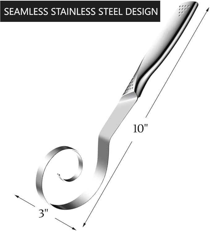 Seamless Danish Dough Whisk -10" Stainless Steel Dutch Bread Dough Whisk Tool for Sourdough Bread Baking, Whisking, Pizza, Pastry, Cake Batter, Biscuits,Dishwasher Safe - Image 2
