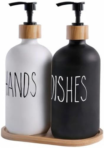 MOMEEMO Soap Dispenser Set, Contains Hand and Dish Soap Dispenser, Suitable for Kitchen Decor. (Black & White) - Image 8