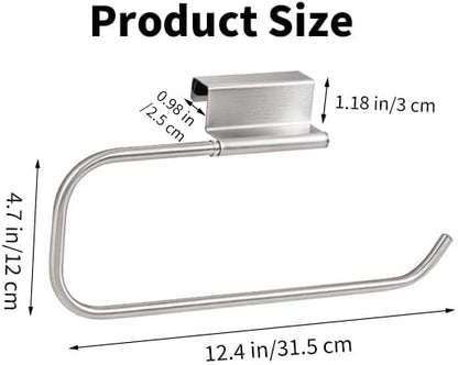 Over Cabinet Door Paper Towel Holder for Kitchen Cabinet Brushed Stainless Steel, Under Sink No Drilling Roll Dispenser for RV