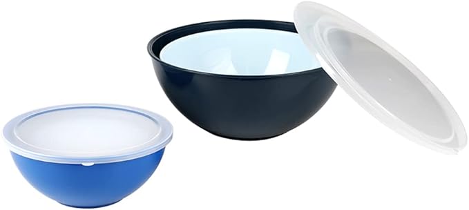 BoxedHome BPA Free Plastic Round Mixing Bowl with Lids, 12 Pack Nesting Bowls with Lids Set, Microwave and Dishwasher Safe Prep & Serving Bowls Great for Mixing, Baking, Serving (Blue, 12pcs) - Image 7