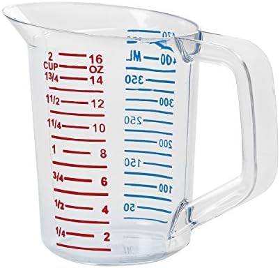Rubbermaid Commercial Products Bouncer Clear Measuring Cup, 2-Cup/0.5-Quart, Clear, Strong Food Grade, Easy Read for Liquid/Dry Ingredients, for Home/Professional Kitchen (Pack of 6) by RubbermaidCommercialProducts