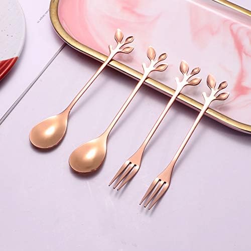 AnSaw Elegant Rose Gold Leaf Coffee Spoons - 10-Piece, 4.7" Mini Stainless Steel Espresso & Dessert Tea Spoons, Perfect for Demitasse & Small Servings - Image 8