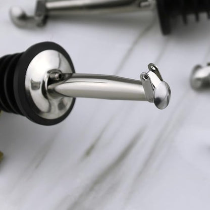 2 Pack Oil Spout with Flip Top, Olive Oil Dispenser Spout,Liquor Bottle Pourer Spouts for About 3/4" Bottle Mouth