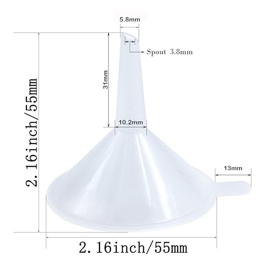 Small Funnel, 2.16inch Clear Plastic Mini Funnels for Science Lab Bottle Filling Liquid, Essential Oils, Perfume(12 Pack) - Image 2