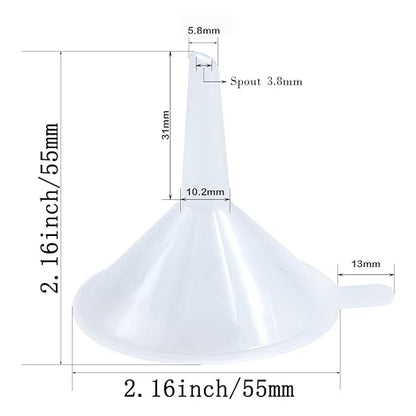 Small Funnel, 2.16inch Clear Plastic Mini Funnels for Science Lab Bottle Filling Liquid, Essential Oils, Perfume(12 Pack) - Image 2